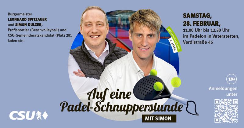 Auf eine Padel-Schnupperstunde mit Simon und dem Bürgermeister