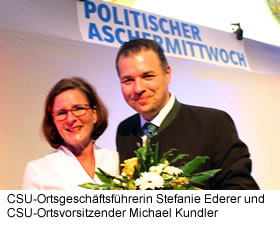 CSU-Ortsgeschäftsführerin Stefanie Ederer und CSU-Ortsvorsitzender Michael Kundler
